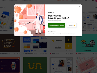 Coronavirus Checkpoint: Dear Guest, how do you feel? 🦠 coronavirus design desktop dribbble illustration information design popup quarantine ui user experience