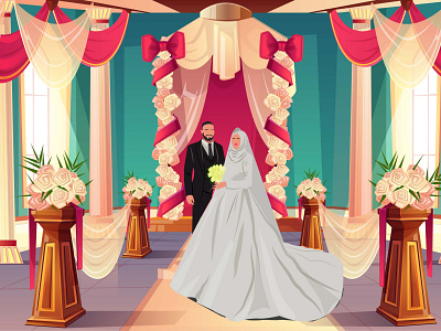 Wedding illustration adobe illustration flat illustration graphic design wedding couple wedding illustration