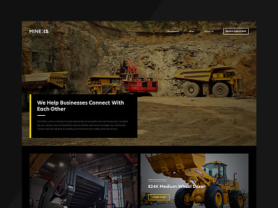 MineXS heavy equipment homepage minexs mining visual design web
