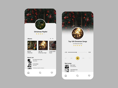 UX/UI design for the music app with Christmas mood app design graphic design typography ui ux