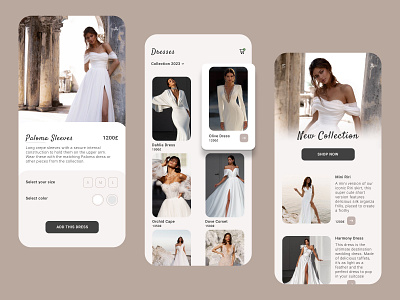 UX/UI design for the wedding shop app