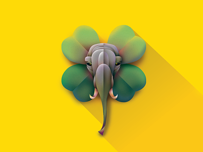 🐘 + 🍀 abstract animal clover elephant four leaf clover geometric illustration illustrator luck lucky vector