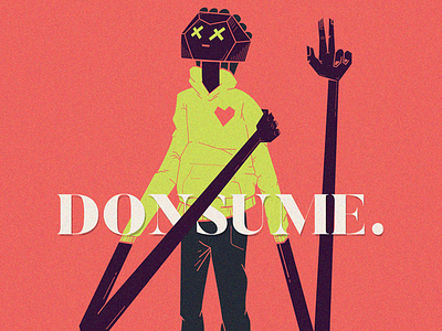 Donsume. character donsume experiment illustration poster