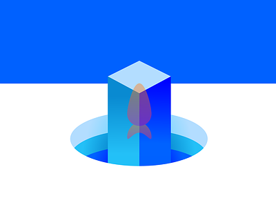 Ice Fish geometric gradient logo minimalism simple vector