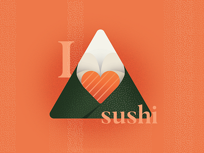 I 🧡 🍙 food hand roll illustration logo simple sushi vector