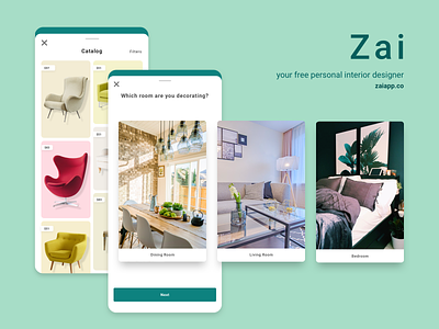 Free, Personal Interior Designer (App) ai app artificial intelligence furniture interior design interior designer mobile shopping ui design ux design zai