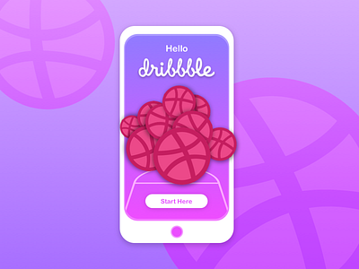 Hello Dribbble! app debut gradient hello dribbble pink purple ui