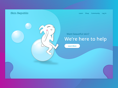 Skin Republic Landing Page blue bunny clean cute landing page purple skin skincare ui visual design web website