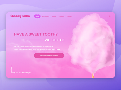 Candytown candy cotton candy fun pink purple sweets ui design website