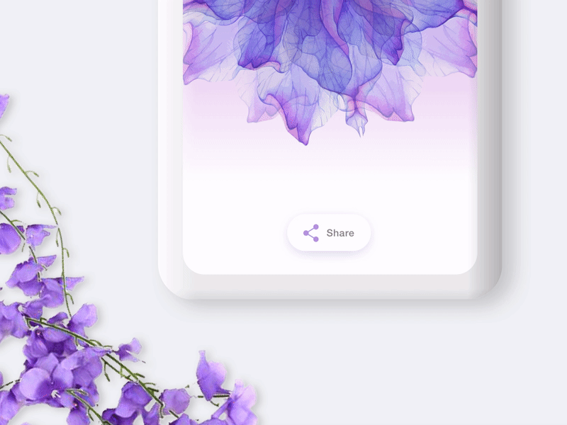 Daily UI #10: Social Share 100 day ui challenge 100 day ui challenge app app concept daily ui 10 daily ui challenge design flowers interaction design iphone iphone x mobile mobile app pink purple social media social share ui ui challenge 10 ui design