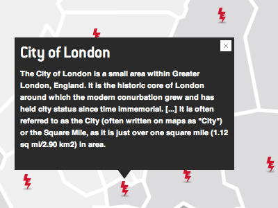 Map of London popup window