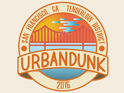 Urban Dunk Badge badge banner bridge clouds design illustration lettering san francisco type