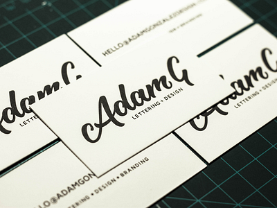 Adam G Business Cards branding business cards design lettering letterpress letterpressed logo