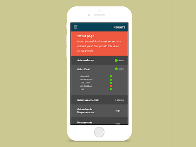 Insights Mockup analytics flatdesign hamburger internal mobile responsive status web website