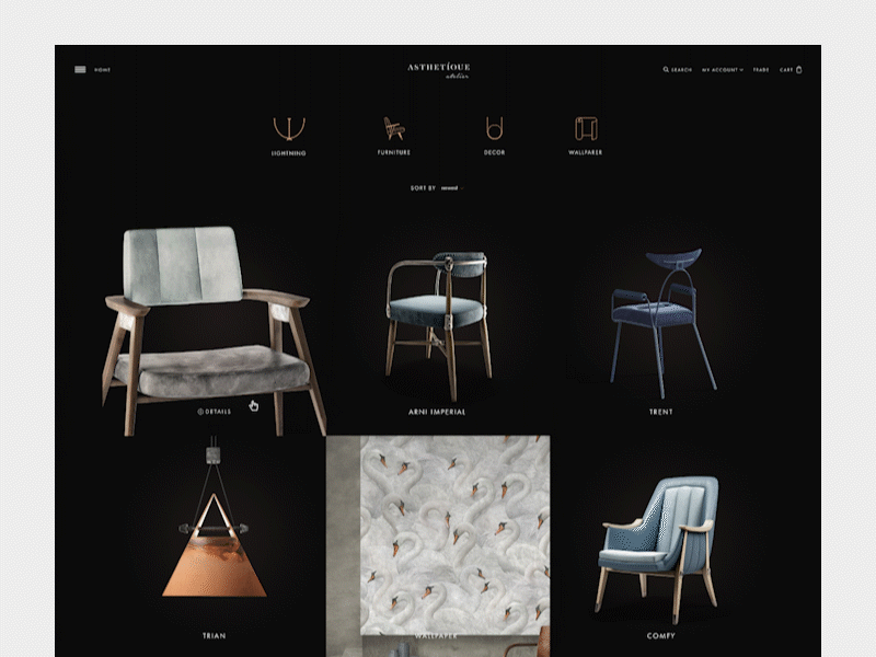 Asthetique atelier catalog page animation catalog creative design home russia ui web website