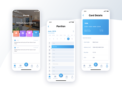 Screens App Community Link app blue blue and white brand branding calendar character clean credit card design icon identity minimal mobile payment sketch typography ui ux