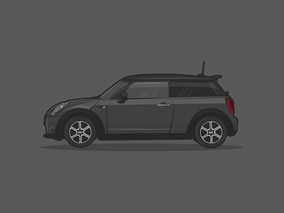 Mini Cooper black bold outline car design designer digital design friendly graphic design highlight illustration illustrative illustrator lovely minicooper shadow sticker ui vector