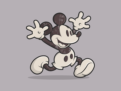 Mickey Mouse adorable bold outline cartoon character design disney flat friendly happy illustration illustrative illustrator lovely mickey mouse minimal sticker ui vector walt disney