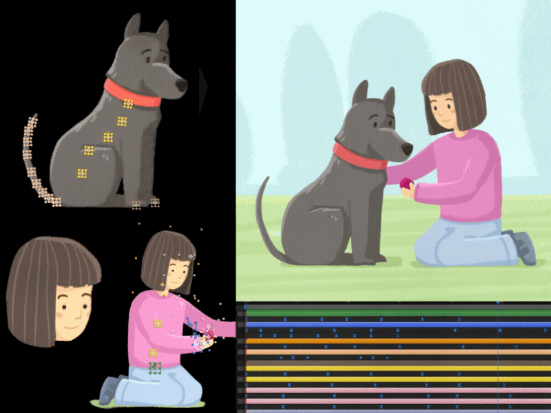 Play with dog aftereffects boy character gif ipad keyframe kid photoshop