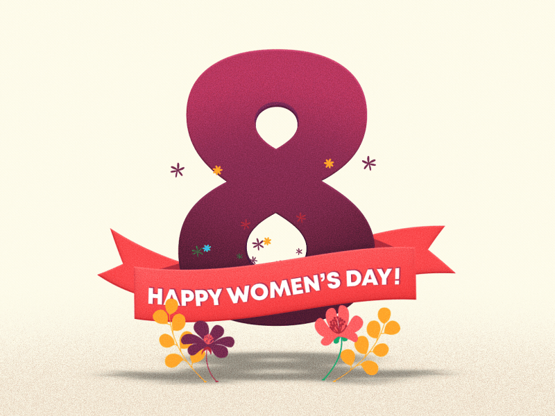 Happy Women's day 3d 8 animation brazilero day flowers happy march number ribbon women