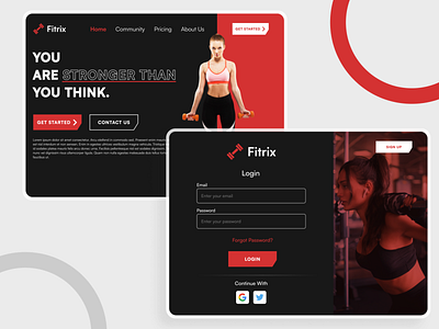 Fitrix ( Fitness for Women) 💪🏻 app design fitness website illustration modern uiux trendy gym website ui ux website website design women fitness