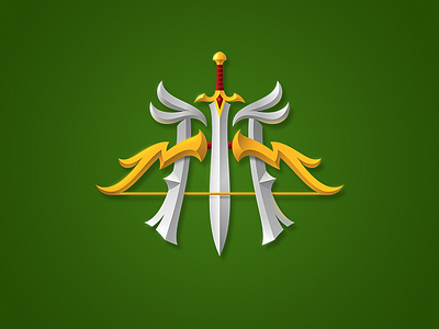 MD Monogram bow d emblem fancy fantasy game letter logo m magic monogram sword symbol