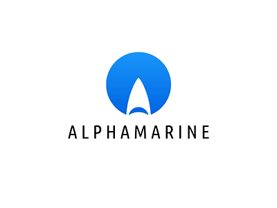 Alphamarine a alpha blue icon letter logo marine mark round sail shape shark sky yacht
