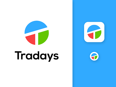 Tradays business chart circle chart clean economic flat icon letter logo minimalist pie chart segment simple t