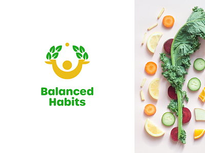 Balanced Habits balance design food growth happy health joyful life logo man
