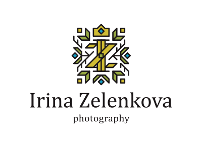 IZ Studio camera crown feminine flower golden green leaf logo monogram ornament photo plant