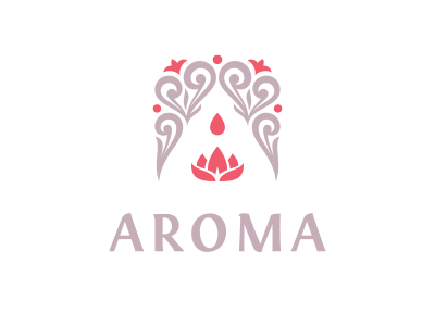Aroma a aroma drop essence extract feminine flower letter a logo lotus nature