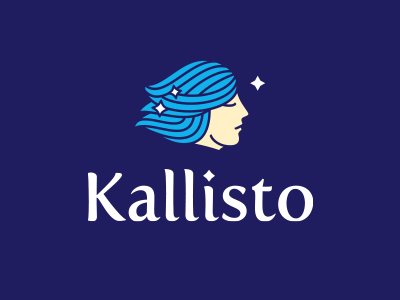 Kallisto night fly travel beauty stars dream face woman asterism constellation sky logo
