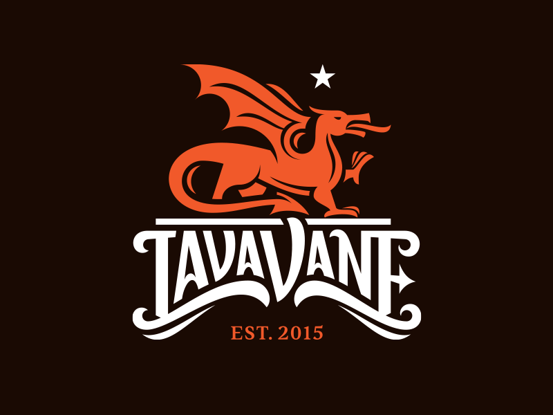 Lava Vane wind wing figure illustration red typography font vane dragon star lettering logo