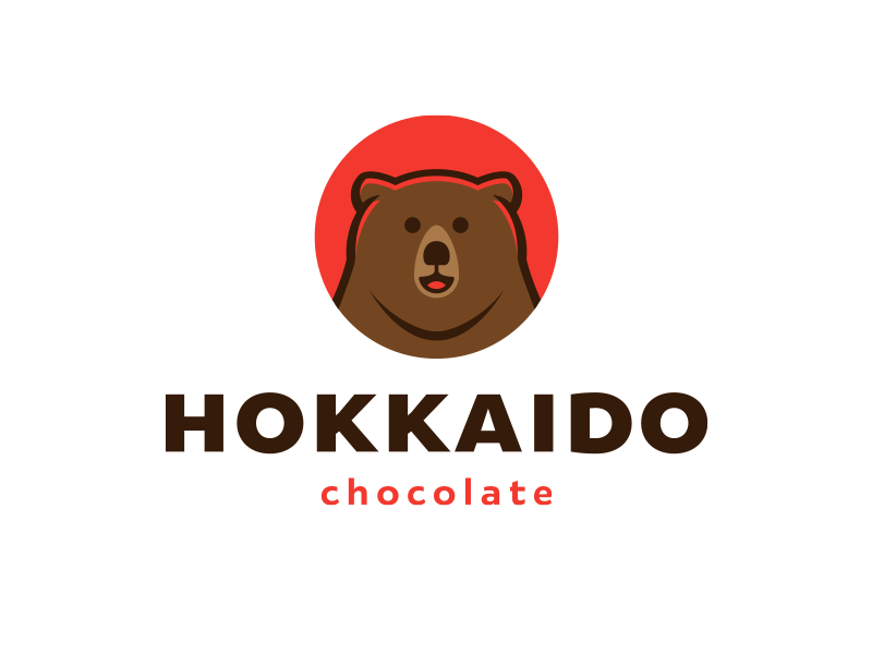 Hokkaido chocolate japan russia cute sweet sun bear red face logo