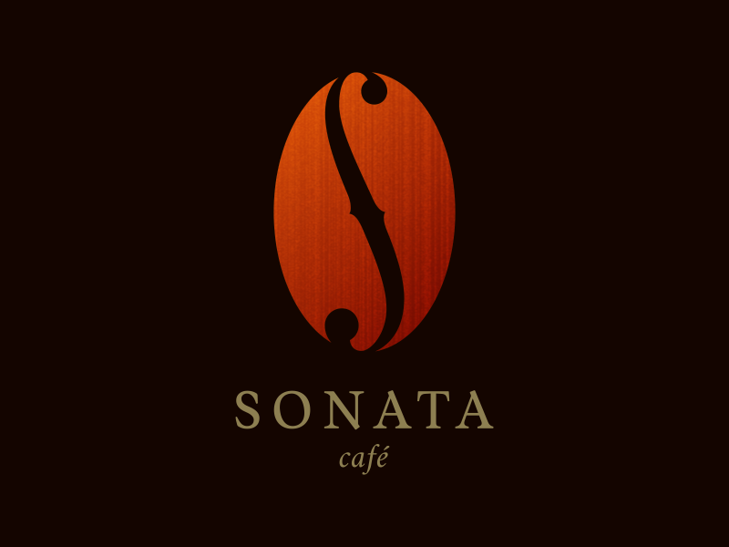 Sonata classy viola violin music classical classic coffee coffee bean cafe s letter logo