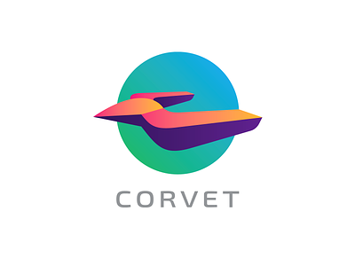 Corvet c circle concept cosmic it letter logo modern planet round space spaceship