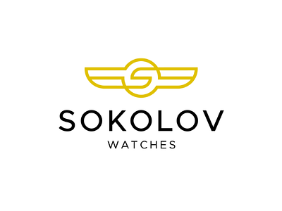 Sokolov circles classy falcon letter line logo luxury round s simple watch wings