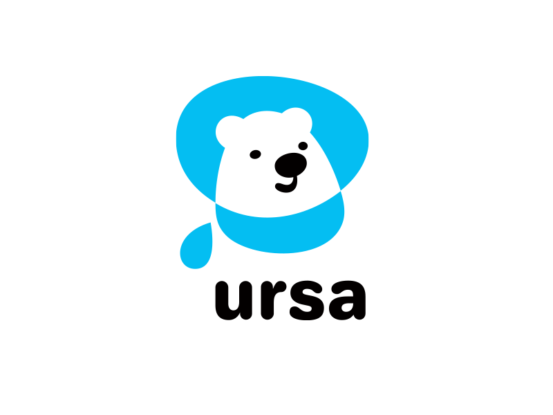 Ursa mascot character water blue bear polar bear white simple clean animal cute logo