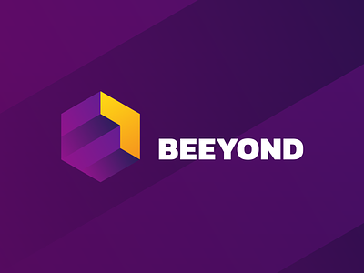 Beeyond app arrow bee dynamic gradient hexagon hexagonal icon logo modern moving sports yellow