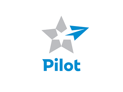 Pilot aeroplane airplane arrow concept dynamic fly flying logo marketing moving pilot planet rush star swift