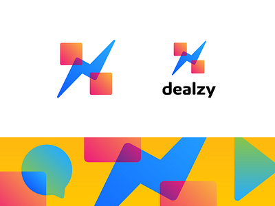 Dealzy chatbot deal discount facebook gradient lightning logo messenger modern percent slash youth
