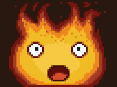 Calcifer on fire! Day #4 art challenge daily day illustration pixel pixel art