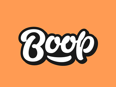 Boop cartoon cool funny hand lettering illustration lettering logotype orange script shadow