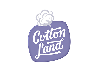 Cotton Land badge brand identity branding company logo cotton custom illustration lettering logo logotype script type typography