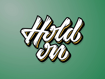 Hold On cool graphitti lettering script splinters white