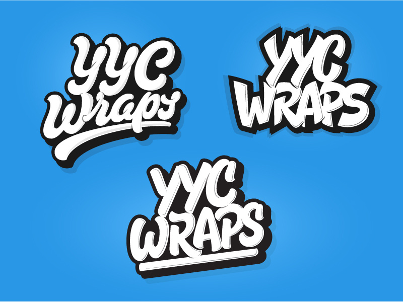 YYC Wraps hand lettering cool vector illustration logo branding typography logotype lettering script