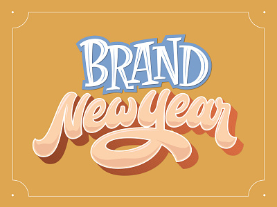 Brand New Year design lettering orange retro script serif variation typography vector