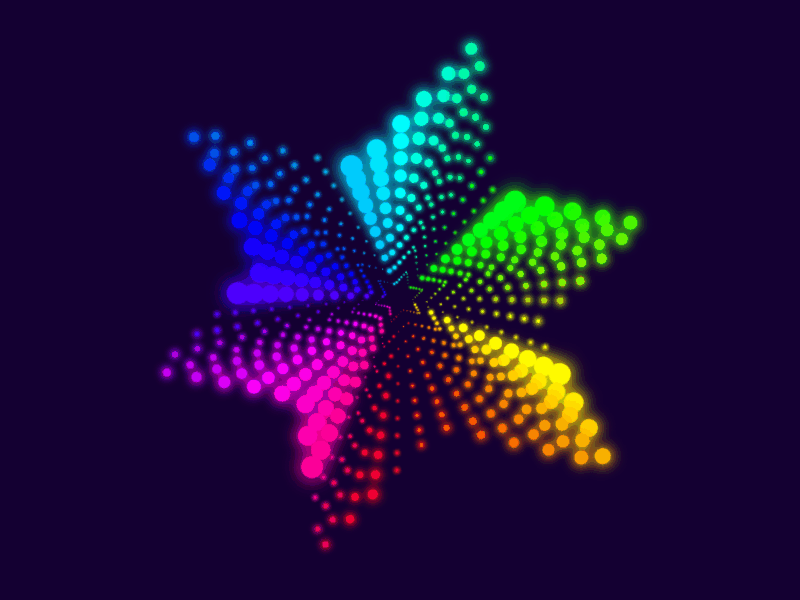 Phyllotaxis Rainbow Star art css dots fractal gradient hypnotic magical phyllotaxis processing rainbow star tsankashvili