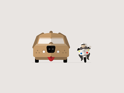 Pull over! car dumb and dumber flat illustration motorcycle pull over simple vector