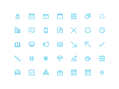 35 Thin Icons Set app icons flat icons furniture icons icon set line minimal simple thin icons ui umbrella vector